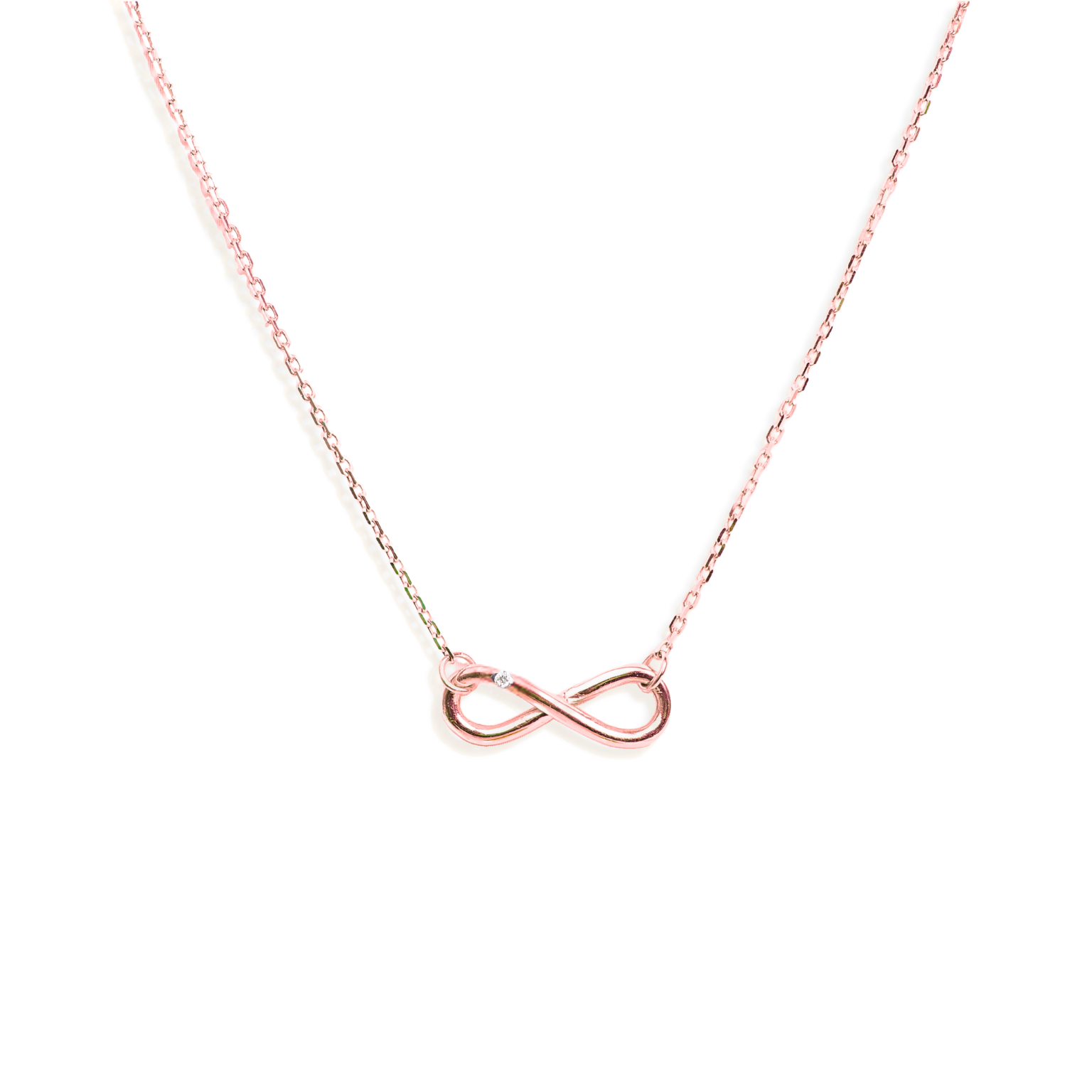 Náhrdelník Infinity - růžové zlato, diamant