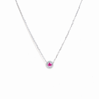 Náhrdelník Charlotte - bílé zlato, růžový safír