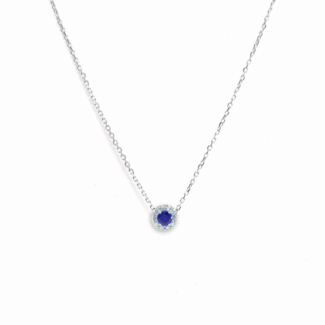 Náhrdelník Charlotte - bílé zlato, modrý safír